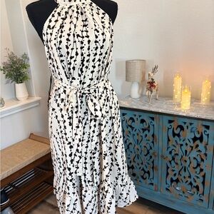 Elegant Black and White Halter Dress